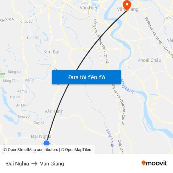 Đại Nghĩa to Văn Giang map