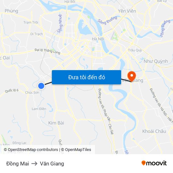 Đồng Mai to Văn Giang map