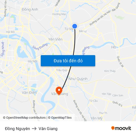 Đồng Nguyên to Văn Giang map