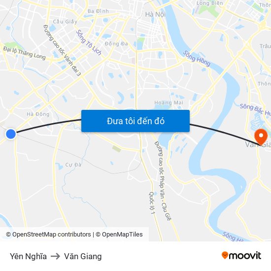 Yên Nghĩa to Văn Giang map