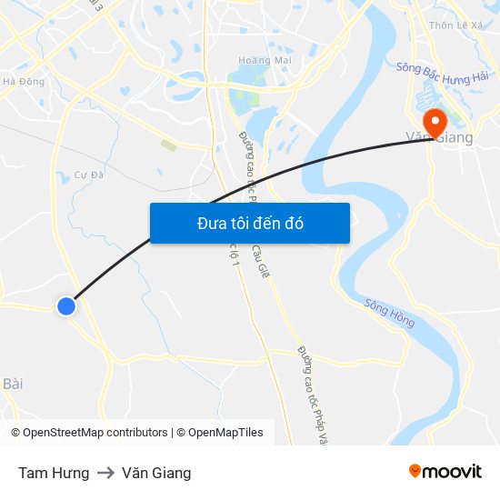 Tam Hưng to Văn Giang map