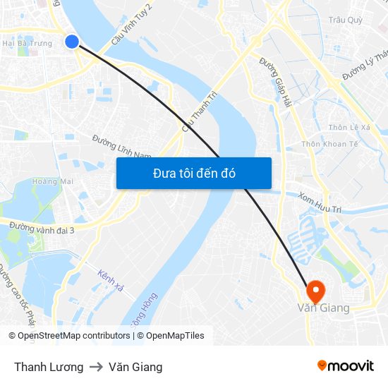 Thanh Lương to Văn Giang map