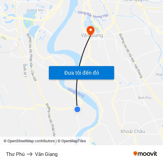 Thư Phú to Văn Giang map