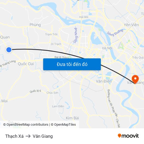 Thạch Xá to Văn Giang map