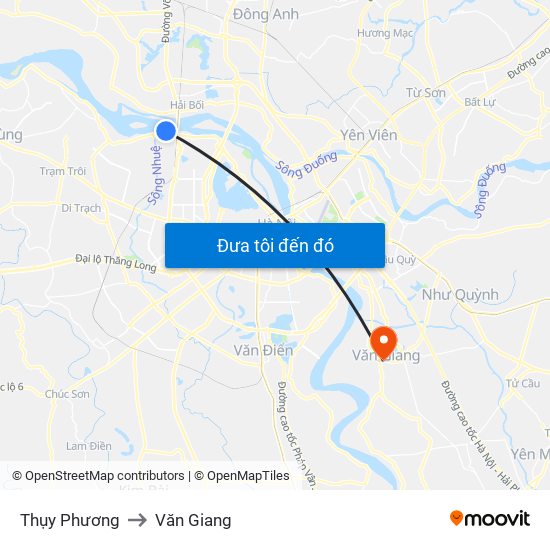 Thụy Phương to Văn Giang map