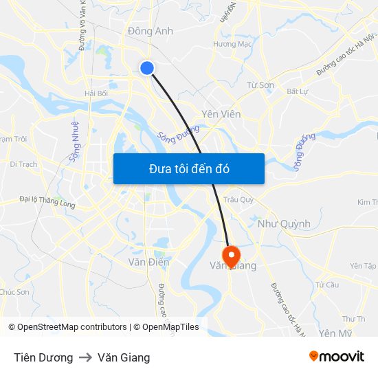 Tiên Dương to Văn Giang map