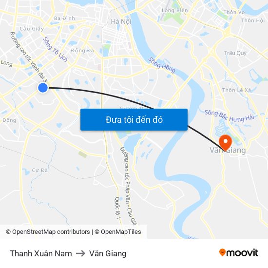 Thanh Xuân Nam to Văn Giang map