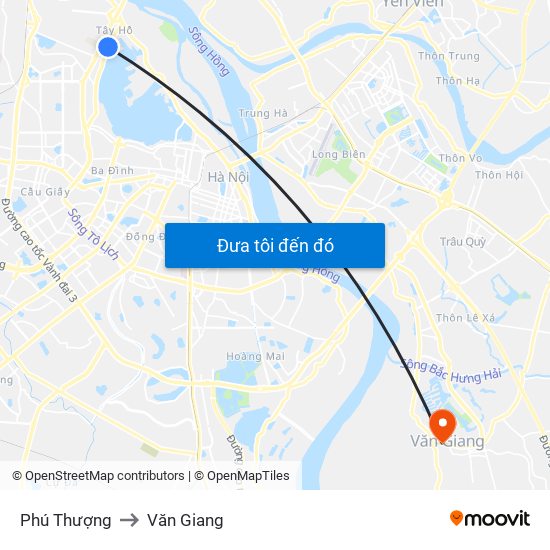 Phú Thượng to Văn Giang map