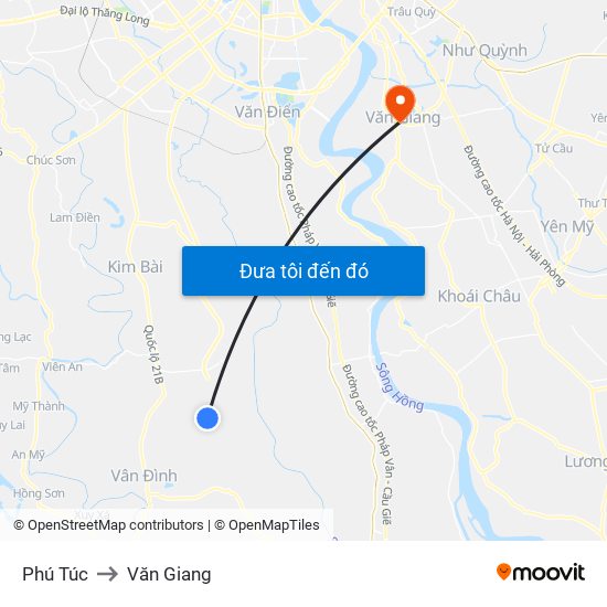 Phú Túc to Văn Giang map