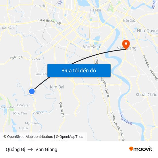 Quảng Bị to Văn Giang map