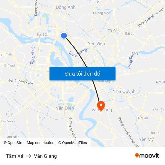 Tầm Xá to Văn Giang map