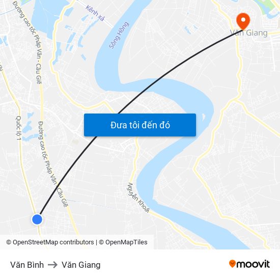 Văn Bình to Văn Giang map