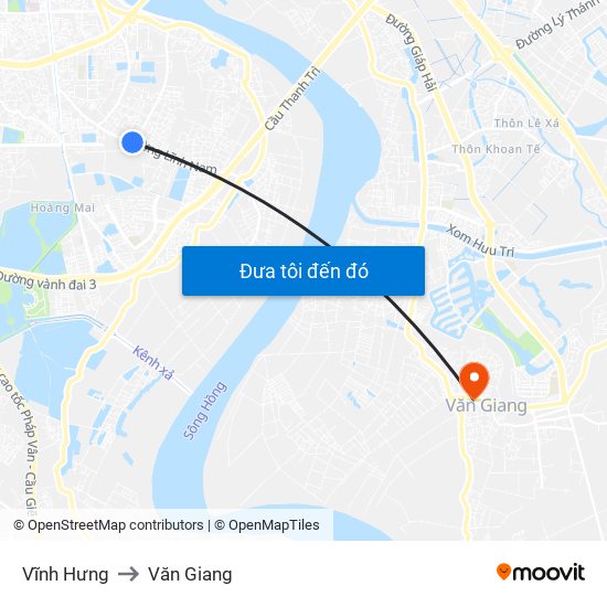 Vĩnh Hưng to Văn Giang map