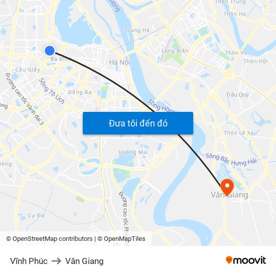 Vĩnh Phúc to Văn Giang map