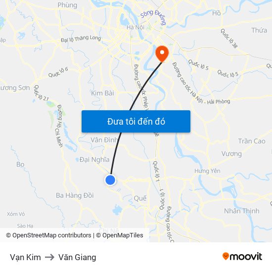Vạn Kim to Văn Giang map