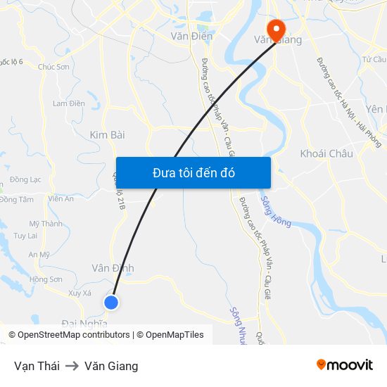 Vạn Thái to Văn Giang map