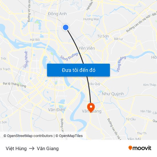 Việt Hùng to Văn Giang map
