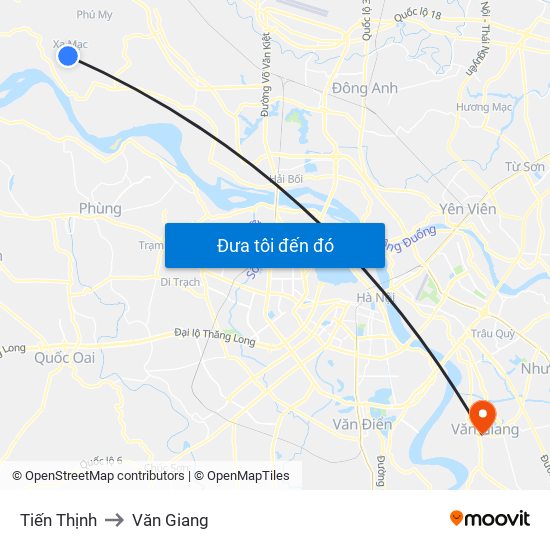 Tiến Thịnh to Văn Giang map