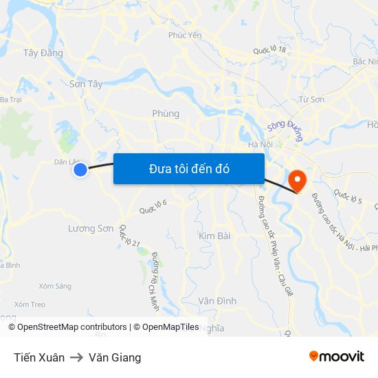 Tiến Xuân to Văn Giang map