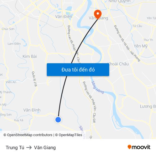 Trung Tú to Văn Giang map
