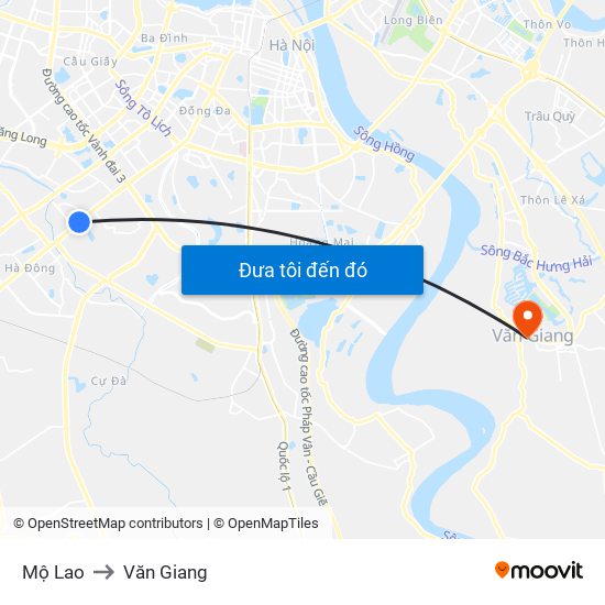 Mộ Lao to Văn Giang map