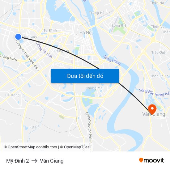 Mỹ Đình 2 to Văn Giang map