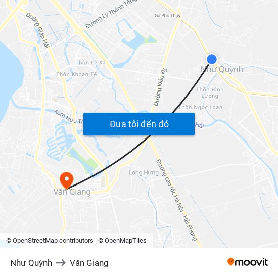 Như Quỳnh to Văn Giang map