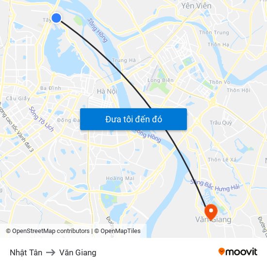 Nhật Tân to Văn Giang map