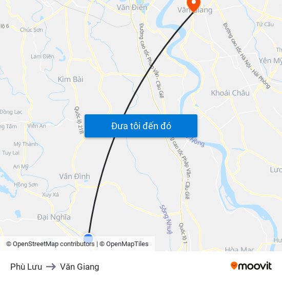 Phù Lưu to Văn Giang map