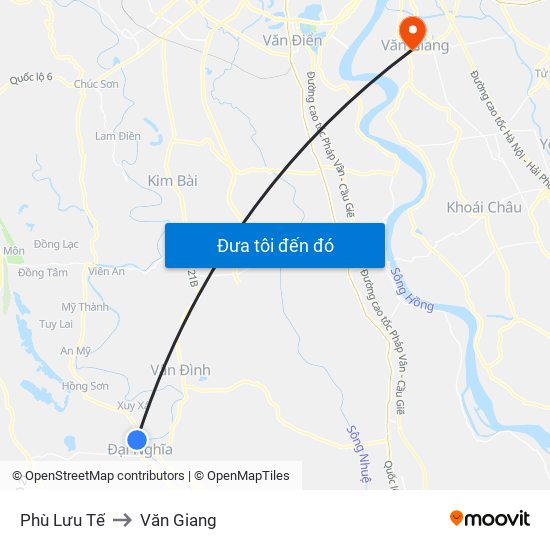 Phù Lưu Tế to Văn Giang map