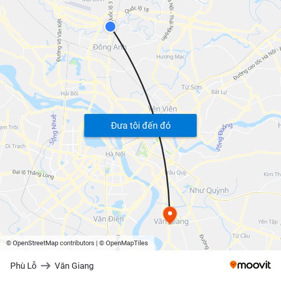 Phù Lỗ to Văn Giang map