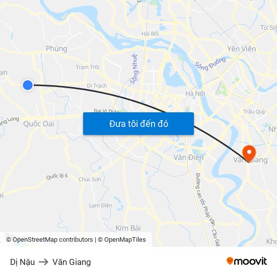 Dị Nậu to Văn Giang map