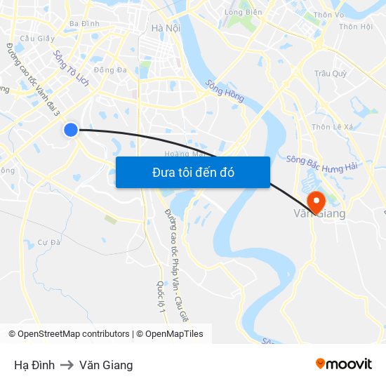 Hạ Đình to Văn Giang map