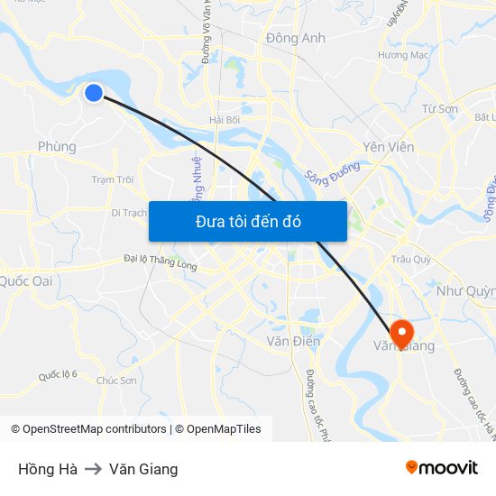 Hồng Hà to Văn Giang map