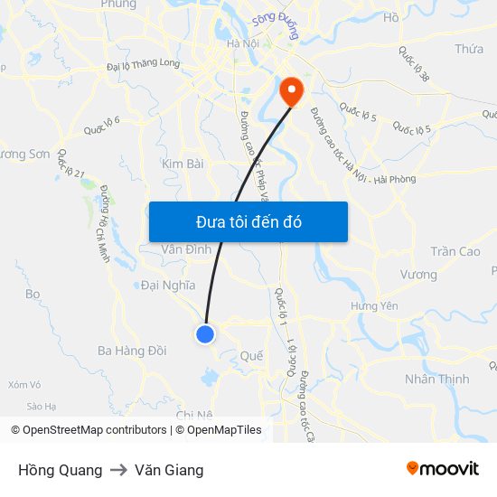 Hồng Quang to Văn Giang map