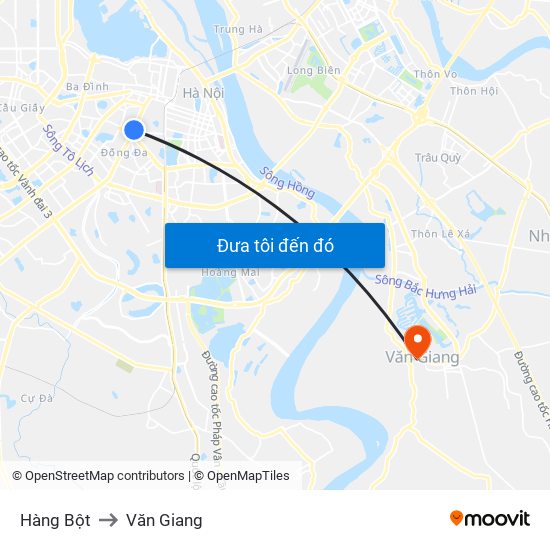 Hàng Bột to Văn Giang map