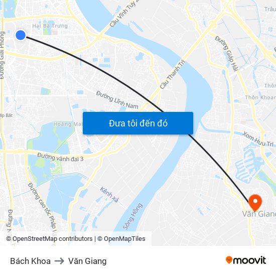 Bách Khoa to Văn Giang map