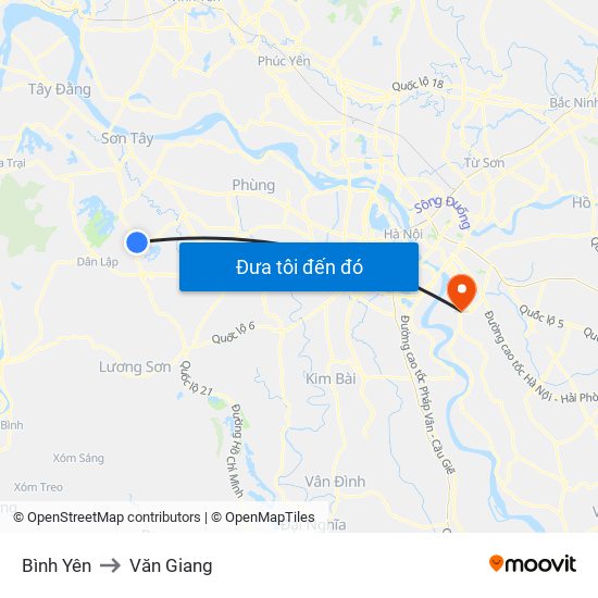 Bình Yên to Văn Giang map