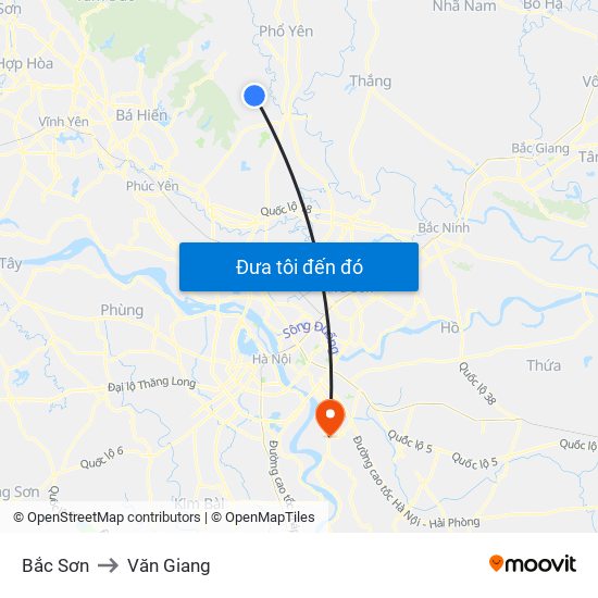 Bắc Sơn to Văn Giang map