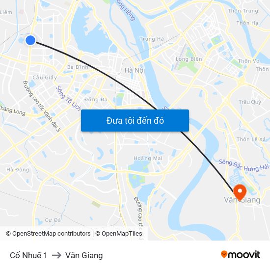 Cổ Nhuế 1 to Văn Giang map