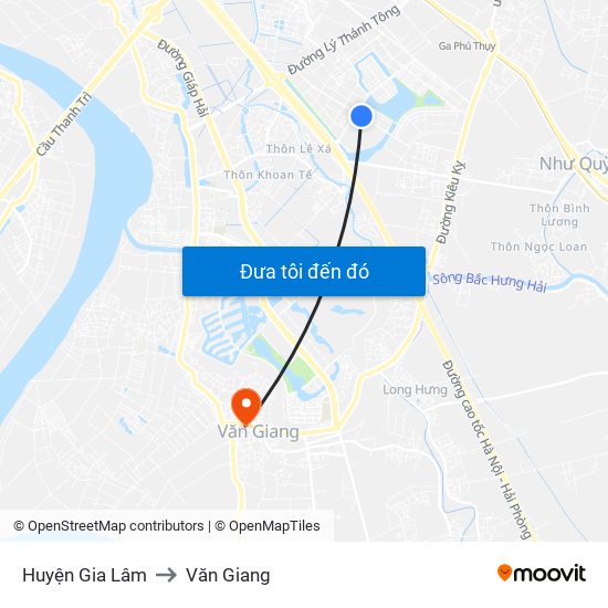 Huyện Gia Lâm to Văn Giang map