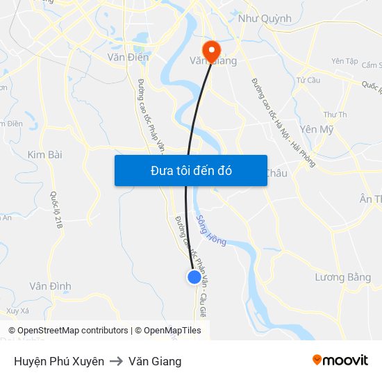 Huyện Phú Xuyên to Văn Giang map