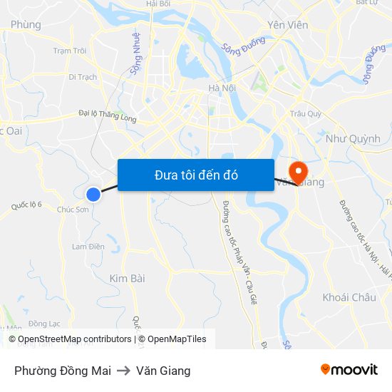 Phường Đồng Mai to Văn Giang map