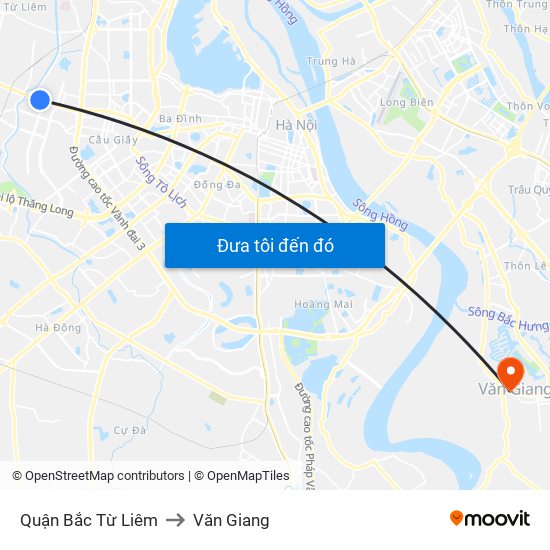 Quận Bắc Từ Liêm to Văn Giang map