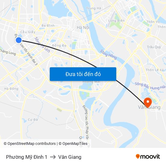 Phường Mỹ Đình 1 to Văn Giang map