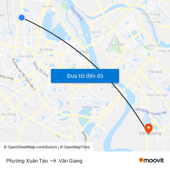 Phường Xuân Tảo to Văn Giang map