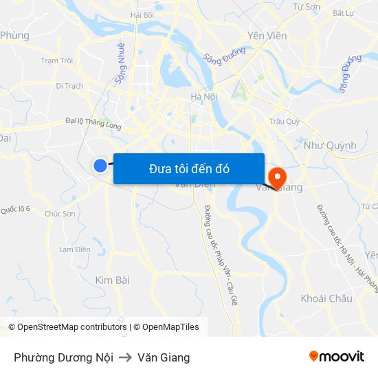 Phường Dương Nội to Văn Giang map
