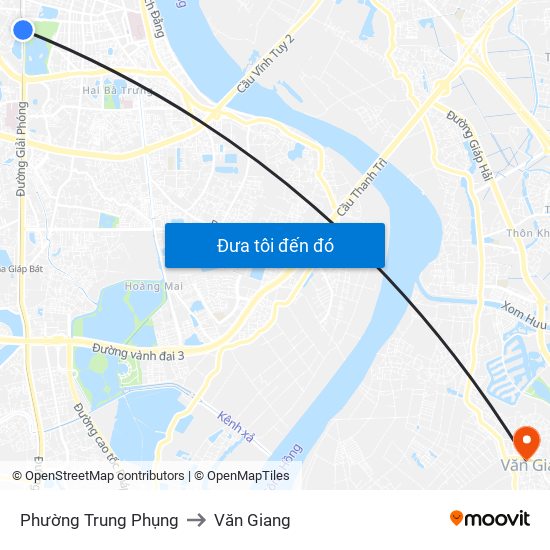 Phường Trung Phụng to Văn Giang map