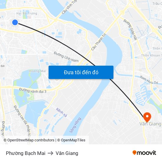 Phường Bạch Mai to Văn Giang map