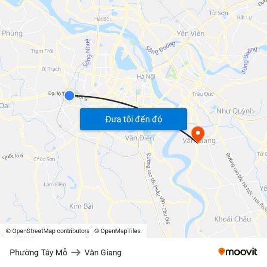 Phường Tây Mỗ to Văn Giang map